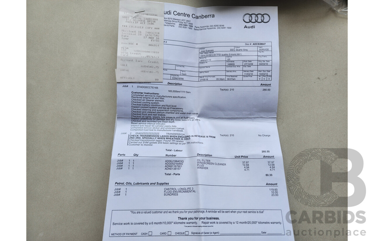 01/2010 Audi Q5 2.0 TFSI Quattro 8R MY10 4d Wagon Silver 2.0L