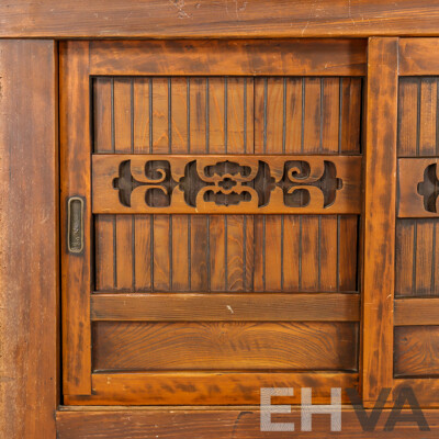 Wooden Two Piece Japanese Mizuya Tansu Cabinet