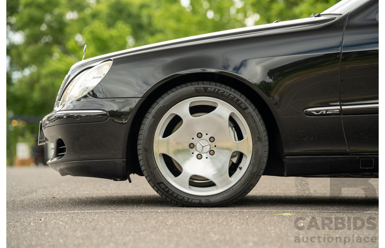 4/2003 Mercedes Benz S600L W220 4d Sedan Obsidian Black Metallic Twin Turbo V12 5.5L