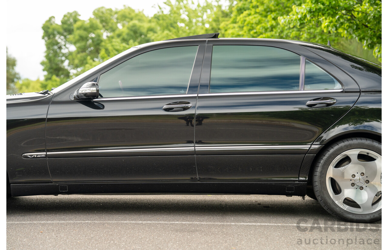 4/2003 Mercedes Benz S600L W220 4d Sedan Obsidian Black Metallic Twin Turbo V12 5.5L