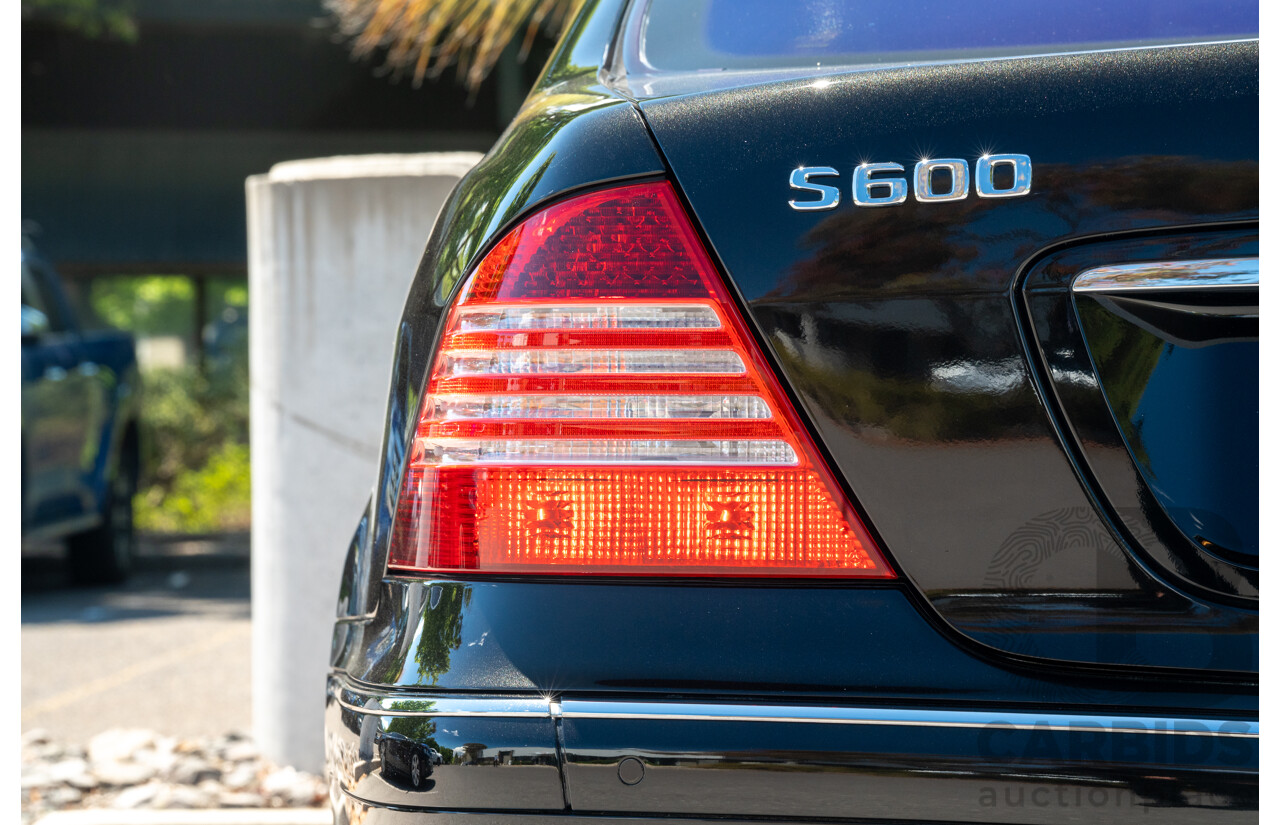 4/2003 Mercedes Benz S600L W220 4d Sedan Obsidian Black Metallic Twin Turbo V12 5.5L