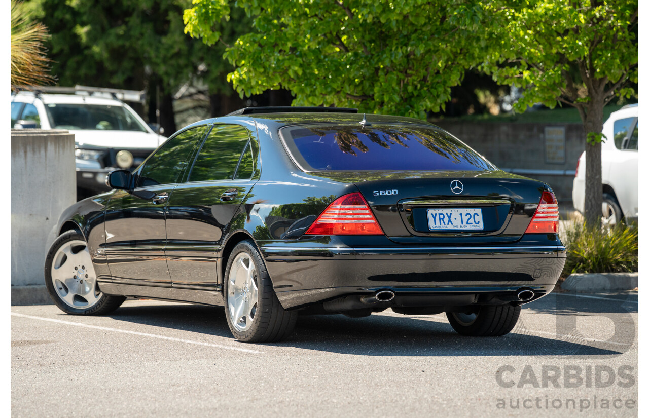 4/2003 Mercedes Benz S600L W220 4d Sedan Obsidian Black Metallic Twin Turbo V12 5.5L