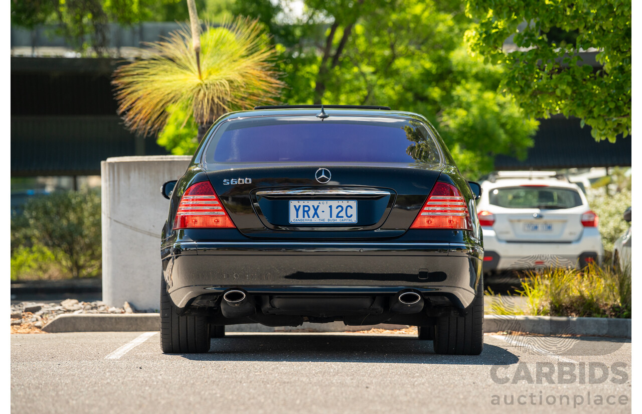 4/2003 Mercedes Benz S600L W220 4d Sedan Obsidian Black Metallic Twin Turbo V12 5.5L