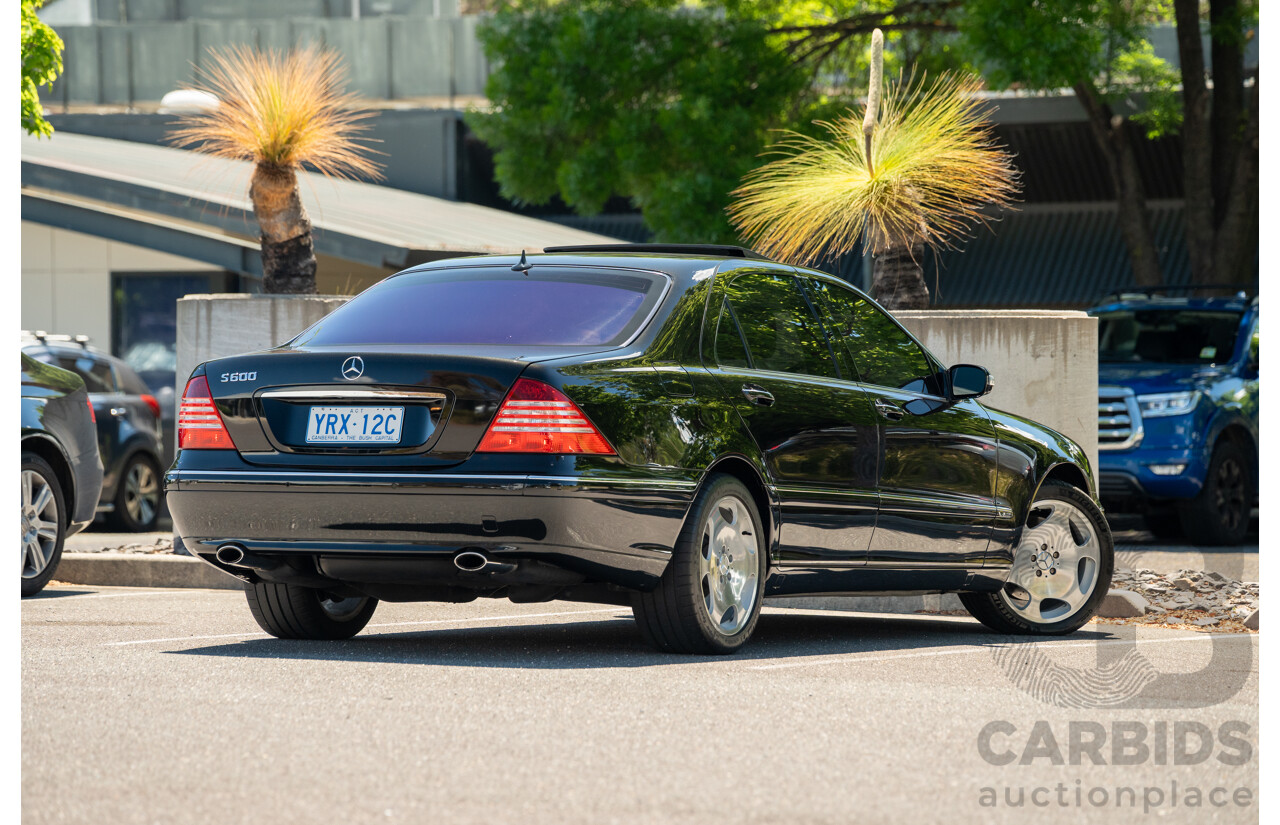 4/2003 Mercedes Benz S600L W220 4d Sedan Obsidian Black Metallic Twin Turbo V12 5.5L