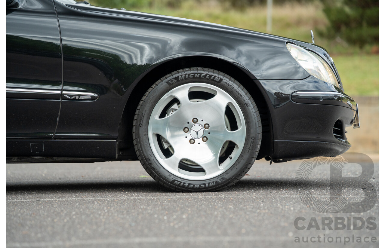 4/2003 Mercedes Benz S600L W220 4d Sedan Obsidian Black Metallic Twin Turbo V12 5.5L
