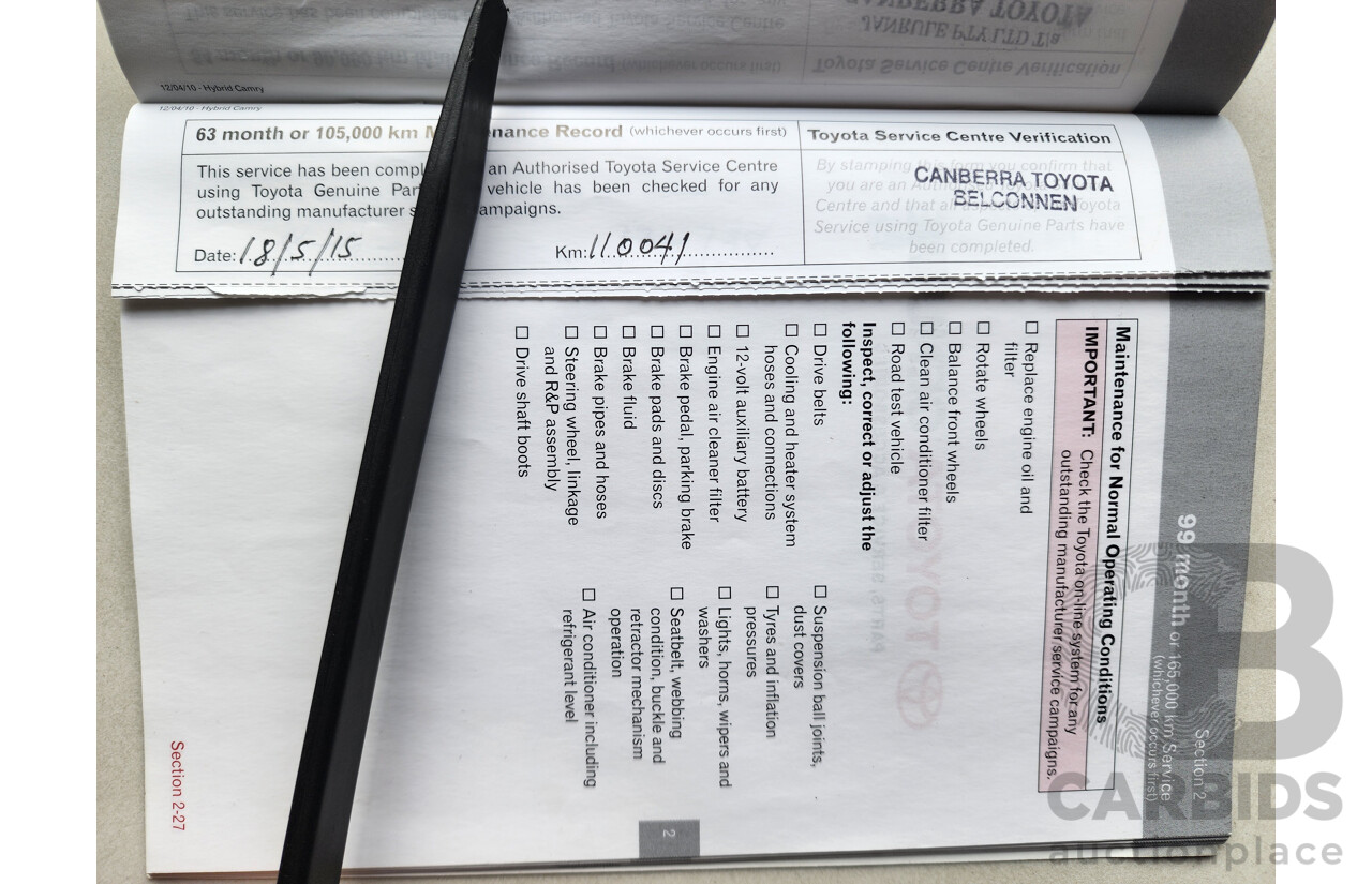 06/2010 Toyota Camry Hybrid AHV40R 4d Sedan Blue 2.4L