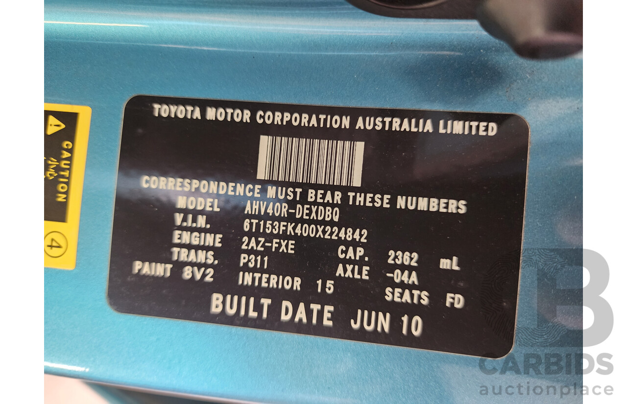 06/2010 Toyota Camry Hybrid AHV40R 4d Sedan Blue 2.4L
