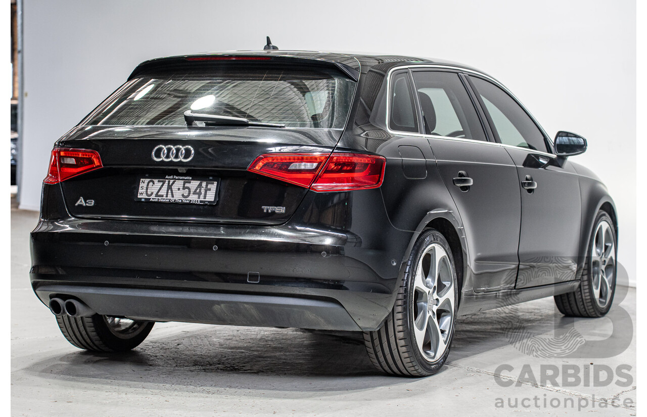 12/2015 Audi A3 Sportsback 1.8 TFSI Ambition 8V MY15 5d Hatchback Myth Black Metallic Turbo 1.8L