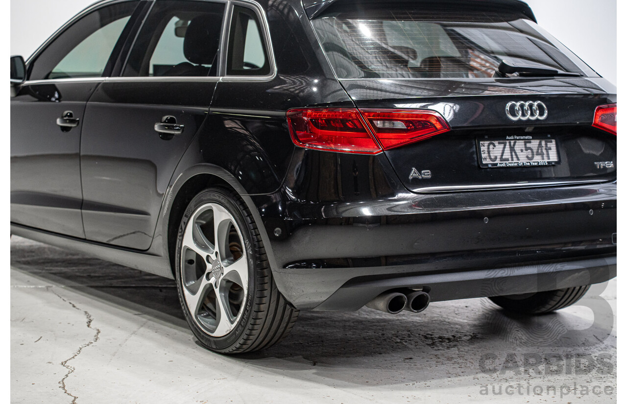 12/2015 Audi A3 Sportsback 1.8 TFSI Ambition 8V MY15 5d Hatchback Myth Black Metallic Turbo 1.8L