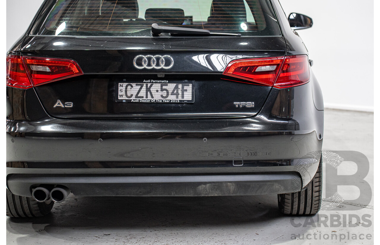 12/2015 Audi A3 Sportsback 1.8 TFSI Ambition 8V MY15 5d Hatchback Myth Black Metallic Turbo 1.8L