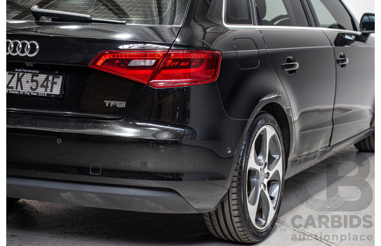 12/2015 Audi A3 Sportsback 1.8 TFSI Ambition 8V MY15 5d Hatchback Myth Black Metallic Turbo 1.8L