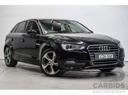 12/2015 Audi A3 Sportsback 1.8 TFSI Ambition 8V MY15 5d Hatchback Myth Black Metallic Turbo 1.8L