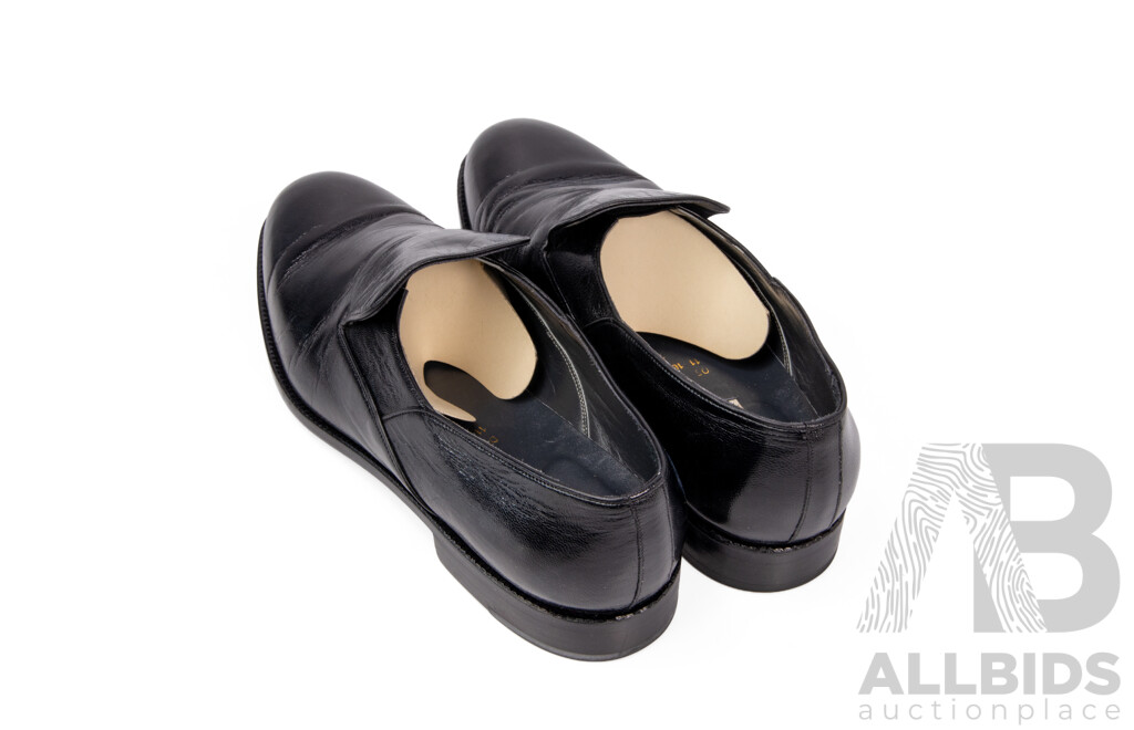 Men's Full-Leather Slip-On Black Dress Shoes by Jean Pierre - Size 10.5