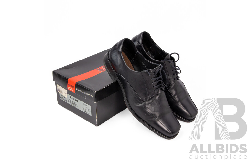 Men's 'Kanton' Black Full-Leather Lace-Up Dress Shoes by Lloyd, Germany - Size 10.5