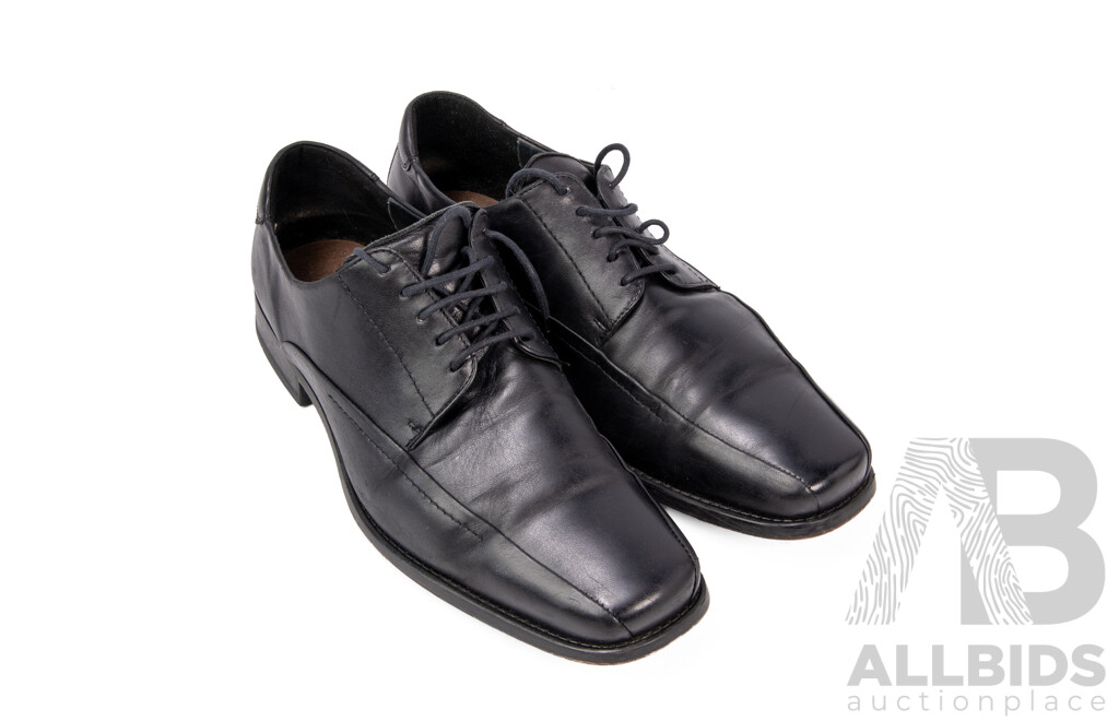 Men's 'Kanton' Black Full-Leather Lace-Up Dress Shoes by Lloyd, Germany - Size 10.5