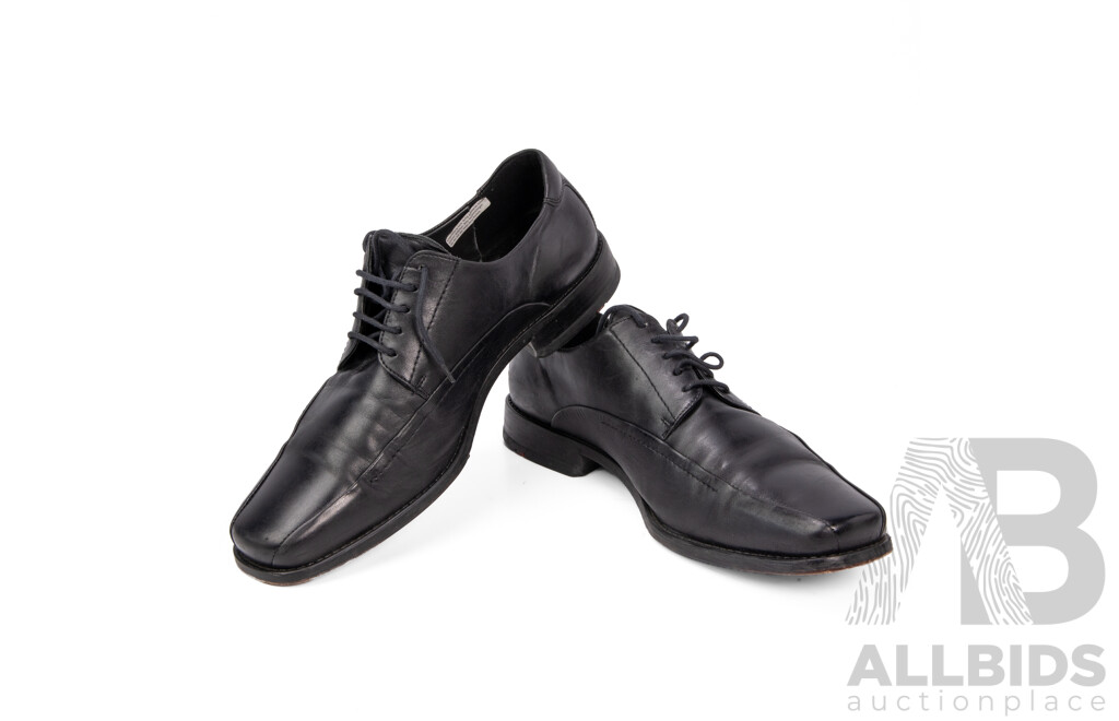 Men's 'Kanton' Black Full-Leather Lace-Up Dress Shoes by Lloyd, Germany - Size 10.5