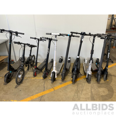 Assortment of E-SCOOTERS - LOT of 10
