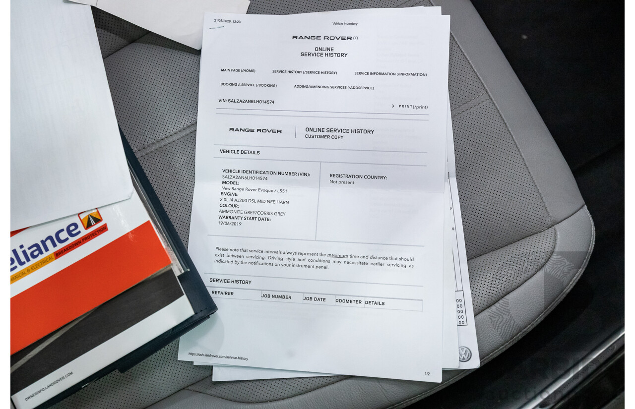 5/2019 Range Rover Evoque D180 SE (AWD) L551 MY20 4d Wagon Corris Grey Metallic Turbo Diesel 2.0L