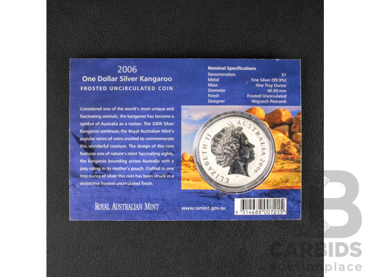 Australian RAM 2006 Silver One Dollar Coin, Silver Kangaroo .999