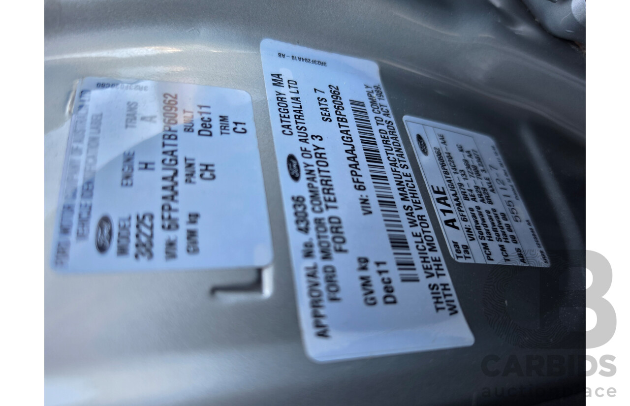 12/2011 Ford Territory TS (rwd) SY MKII 4d Wagon Silver 4.0L - 7 Seats