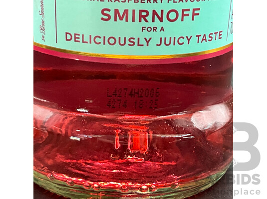 SMIRNOFF VODKA RASPBERRY CRUSH 700ML, MIDORI 700ML - LOT of 2
