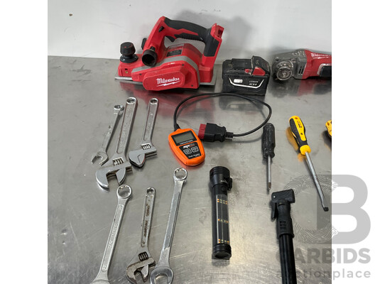 Assortment of Power Tools & Accessories (Milwawkee, Makita, DeWalt)