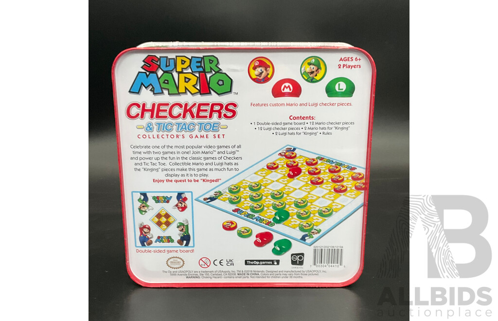 SUPER MARIO Checkers & Tic Tac Toe Collector's Game Set