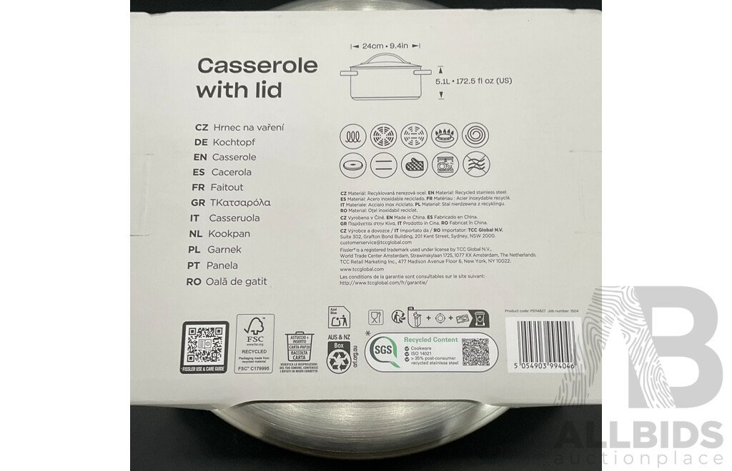 FISSLER Casserole with Lid - LOT of 2