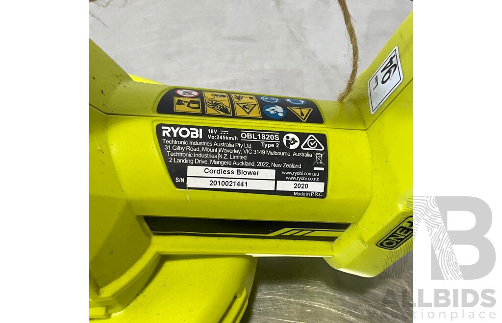 RYOBI (OBL1820S) 18V ONE+ Cordless Leaf Blower