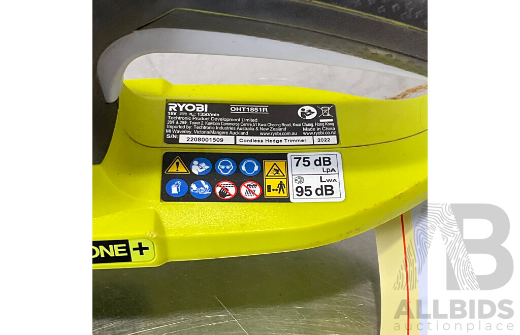 RYOBI (OHT1851R) Cordless Hedge Trimmer
