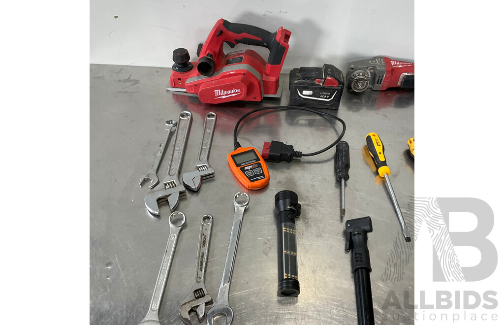 Assortment of Power Tools & Accessories (Milwawkee, Makita, DeWalt)