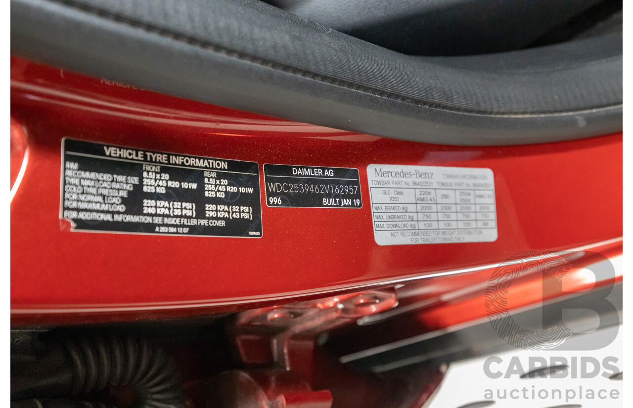 3/2019 Mercedes-Benz GLC 250 AMG Line (AWD) 253 MY19 4d Wagon Hyacinth Red Metallic Turbo 2.0L