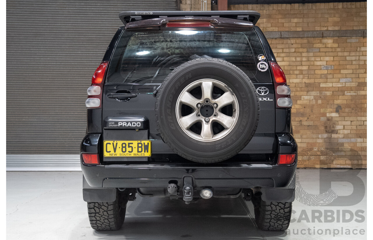 02/2006 Toyota Landcruiser Prado GXL (4x4) KZJ120R 4d Wagon Black 3.0L