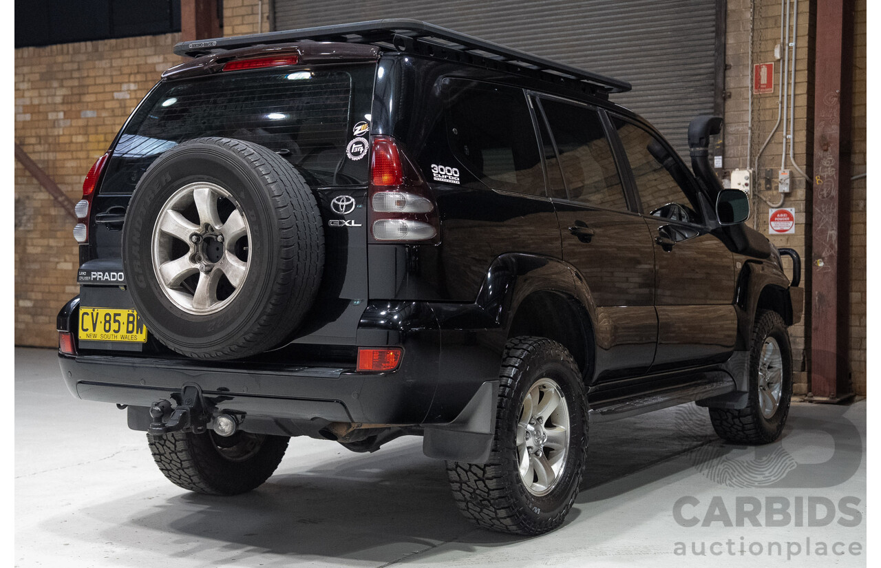 02/2006 Toyota Landcruiser Prado GXL (4x4) KZJ120R 4d Wagon Black 3.0L
