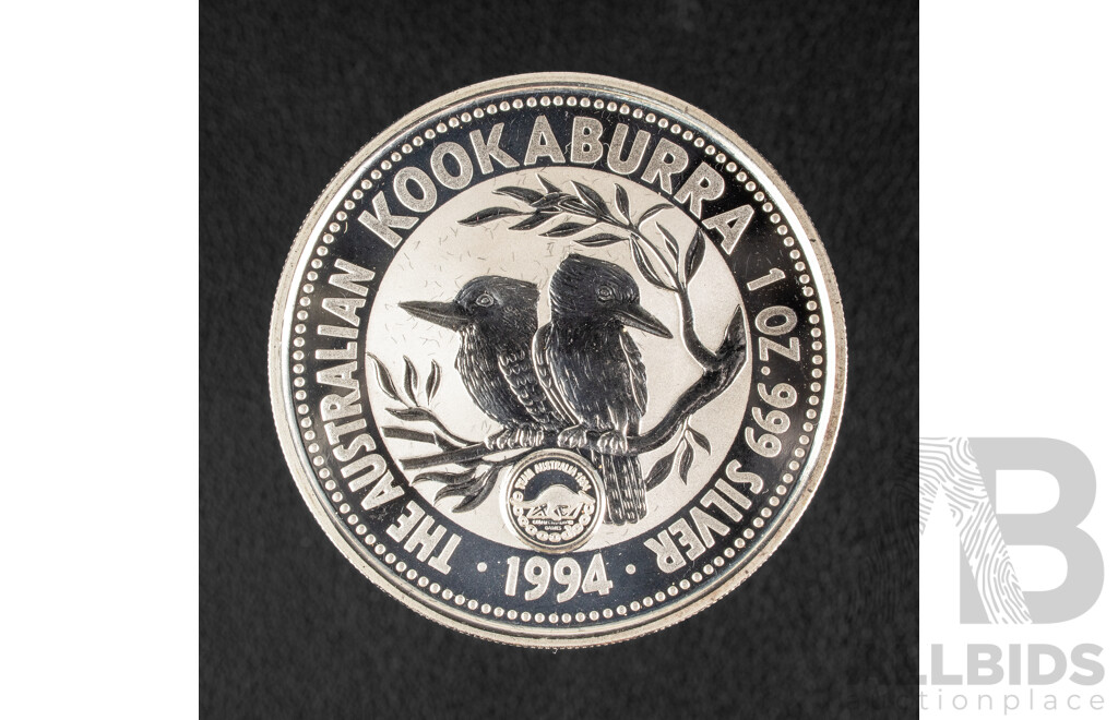 Australian Perth Mint 1994 Silver One Dollar Coin, the Australian Kookaburra .999