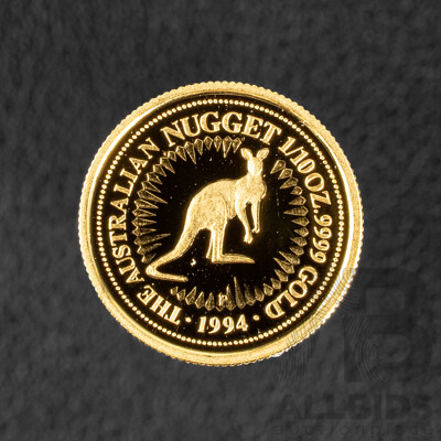 Australian Perth Mint 1994 Gold Proof Fifteen Dollar Coin, Gold Bullion Coin Series, Australian Nugget .999