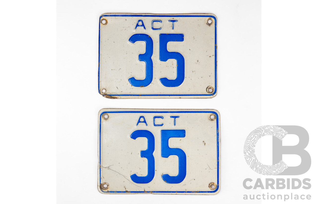 ACT 2 - Digit Motor Vehicle Number Plate - 35 **REDUCED BUYERS PREMIUM**