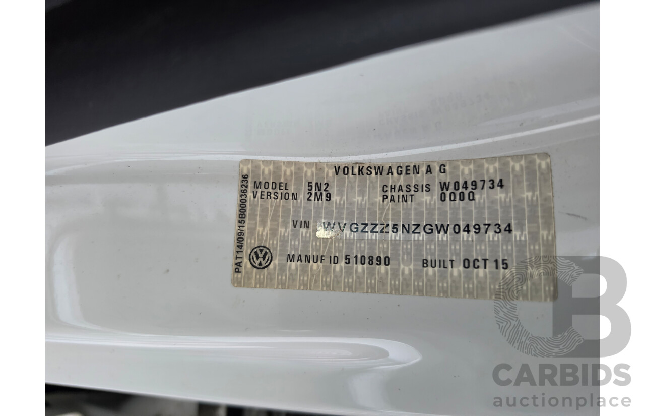 01/2016 Volkswagen Tiguan 155 TSI R-LINE (AWD) 5NC MY16 4D Wagon White 2.0L