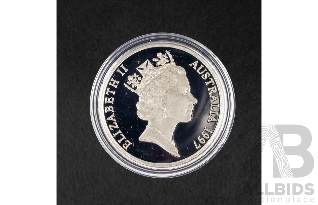 Australian RAM 1997 Silver Proof Piedfort Ten Dollar Coin, Australia's Endangered Species, South Eastern Red Tailed Black Cockatoo .925