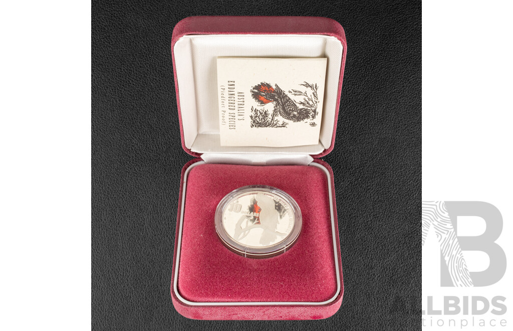 Australian RAM 1997 Silver Proof Piedfort Ten Dollar Coin, Australia's Endangered Species, South Eastern Red Tailed Black Cockatoo .925