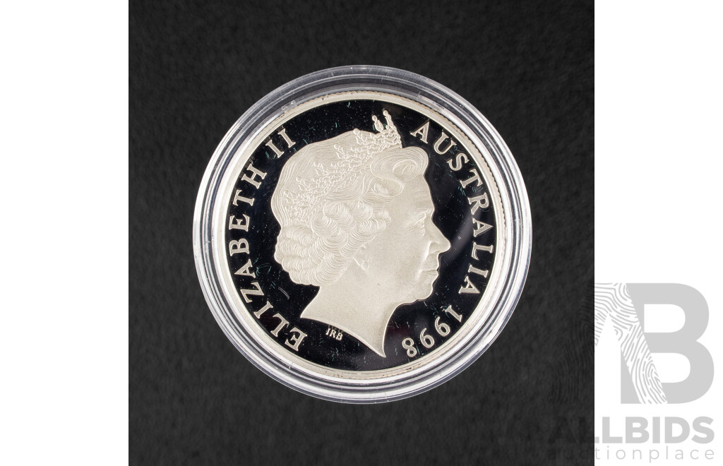 Australian RAM 1998 Silver Proof Piedfort Ten Dollar Coin, Australia's Endangered Species, Northern Hairy Nosed Wombat .925