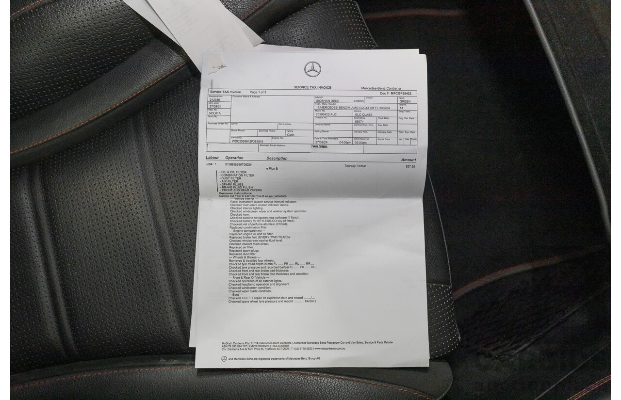 1/2018 Mercedes-Benz GLC 43 AMG (AWD) 253 MY18 4d Wagon Diamond White Twin Turbo V6 3.0L