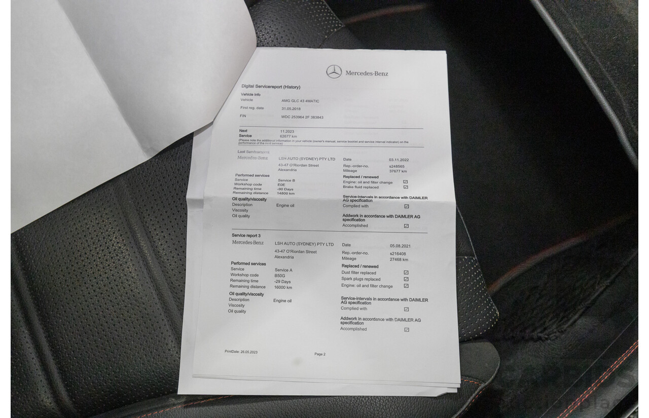 1/2018 Mercedes-Benz GLC 43 AMG (AWD) 253 MY18 4d Wagon Diamond White Twin Turbo V6 3.0L