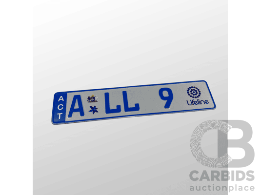 ACT Number Plate A LL 9