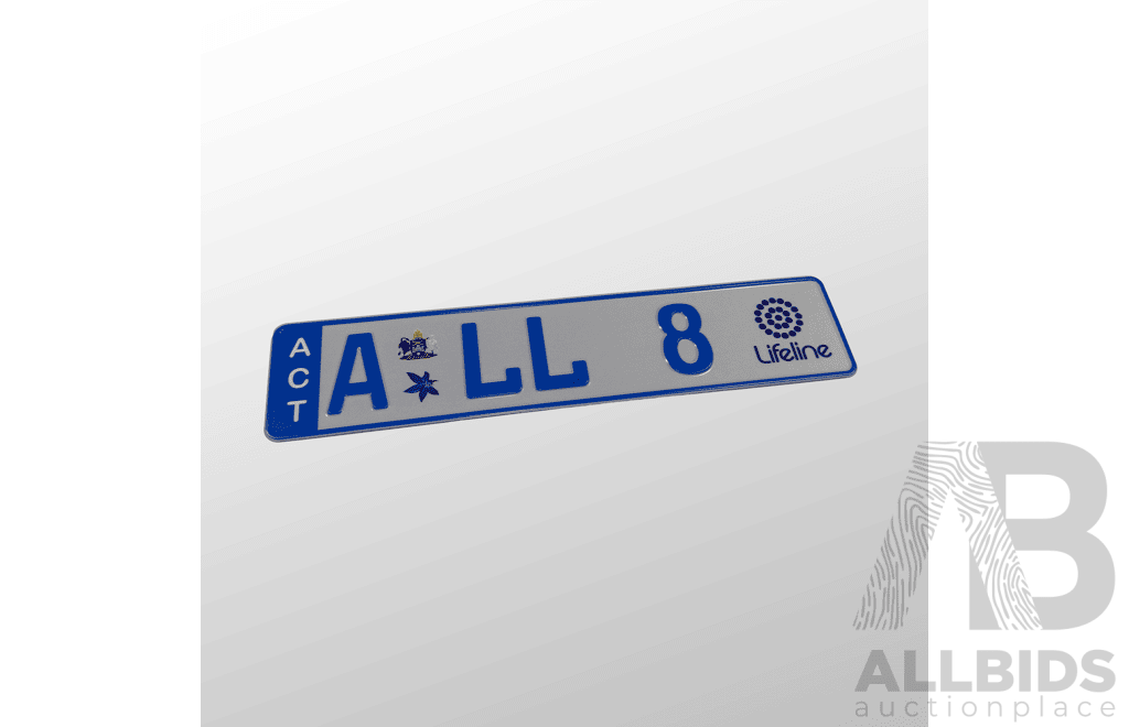 ACT Number Plate A LL 8