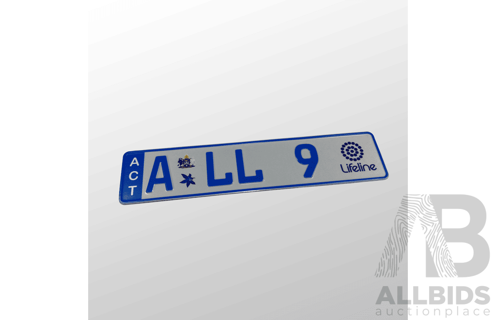 ACT Number Plate A LL 9
