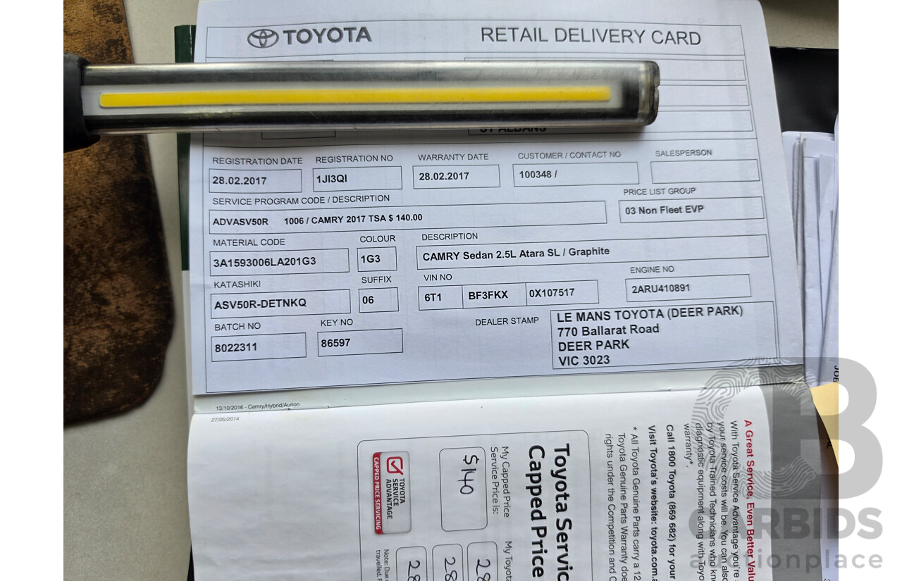02/2017 Toyota Camry Atara SL ASV50R MY15 4d Sedan Grey 2.5L