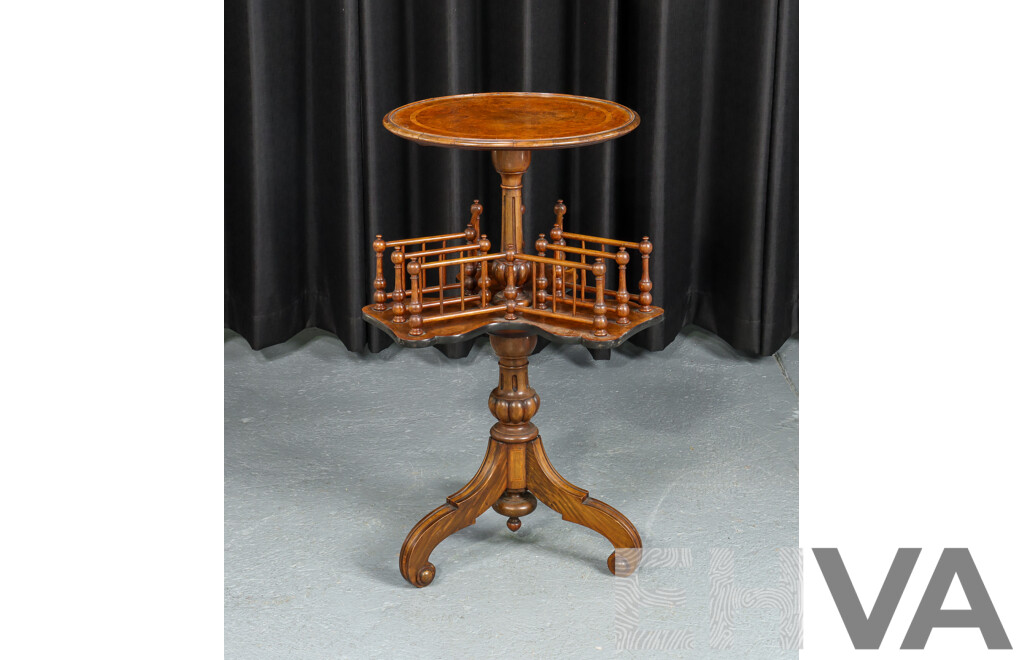 Victorian Burr Walnut Revolving Book Stand