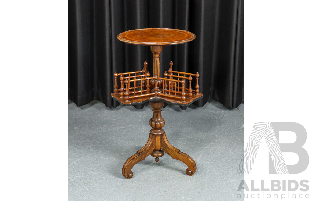 Victorian Burr Walnut Revolving Book Stand