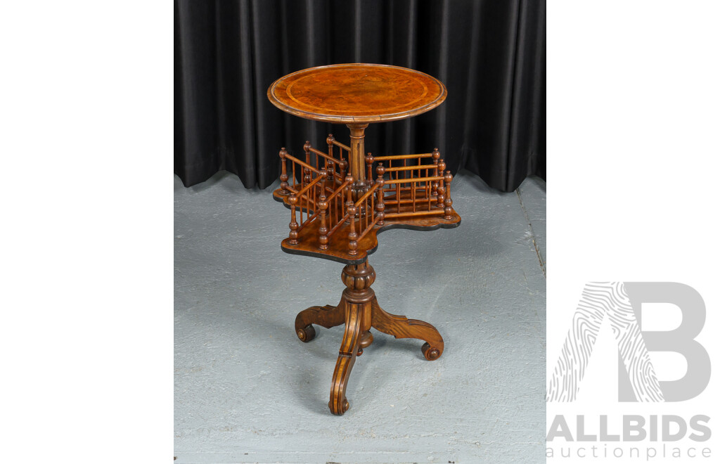 Victorian Burr Walnut Revolving Book Stand
